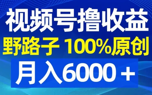 月入6000+视频号野路子撸收益，条条作品都爆款100%原创