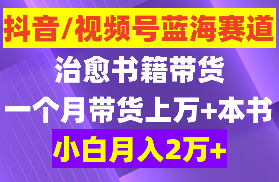 抖音/视频号最新蓝海赛道，治愈书籍带货，一个月带货上万+本书，月入2万＋